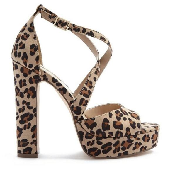 Forever 21 leopard print block‎ heel platform sandals size 9 - Picture 1 of 16